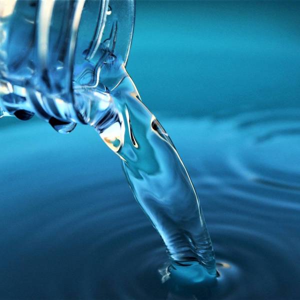 Water pouring out of a bottle