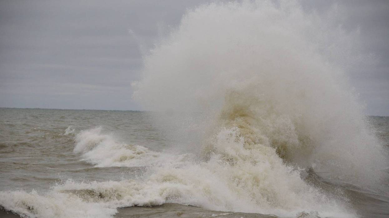 Waves slam into each other in Lake Huron near Port Sanilac