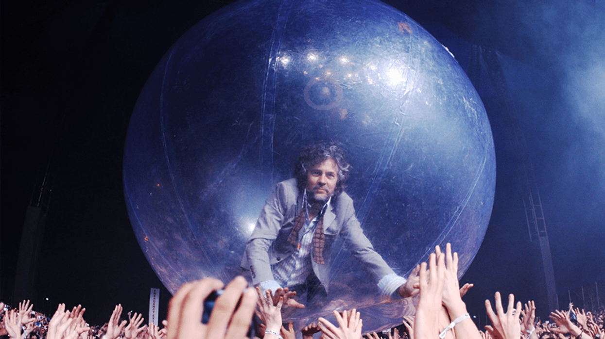 Wayne Coyne of The Flaming Lips performs on stage during the Splendour in the Grass festival at Belongil Fields on July 26, 2009 in Byron Bay, Australia