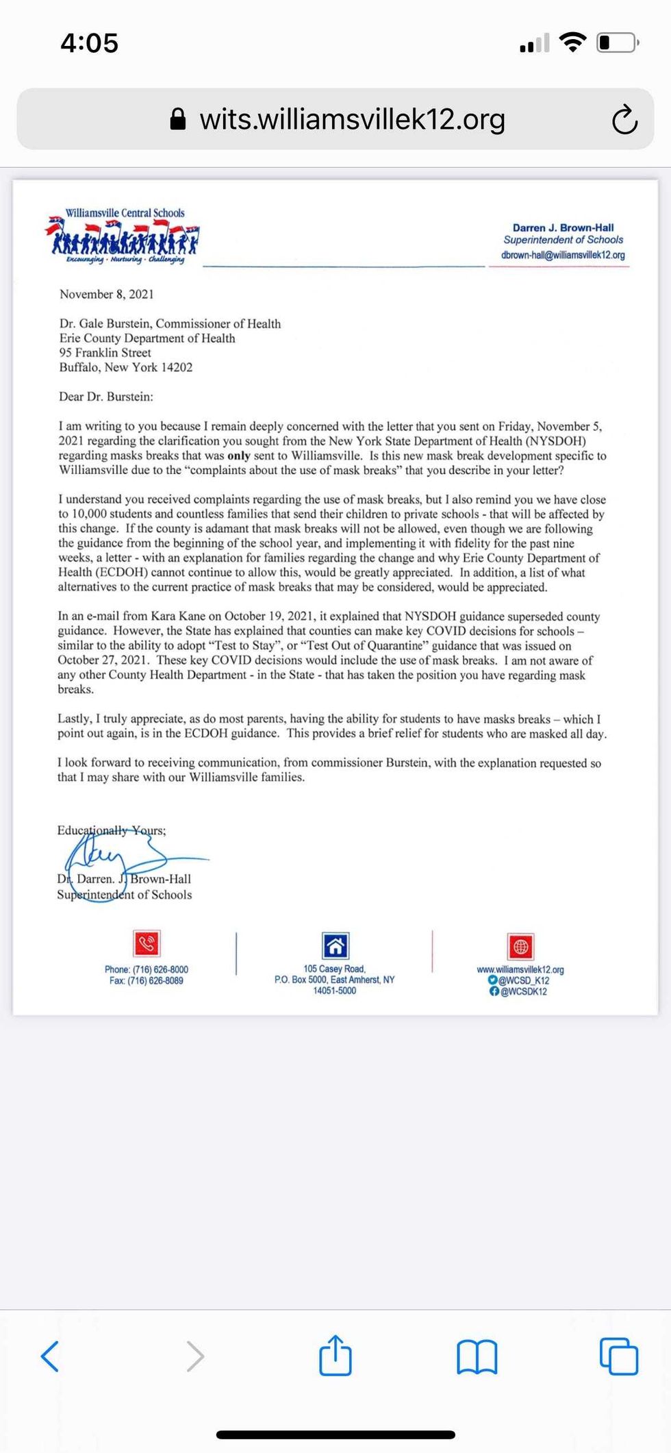WCSD Letter