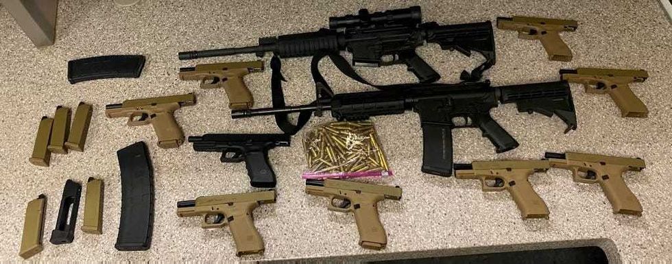 Weapons recovered from Yamil Torres-Rincon, who allegedly sold the firearms to undercover officers during four transactions between September and November of this year.