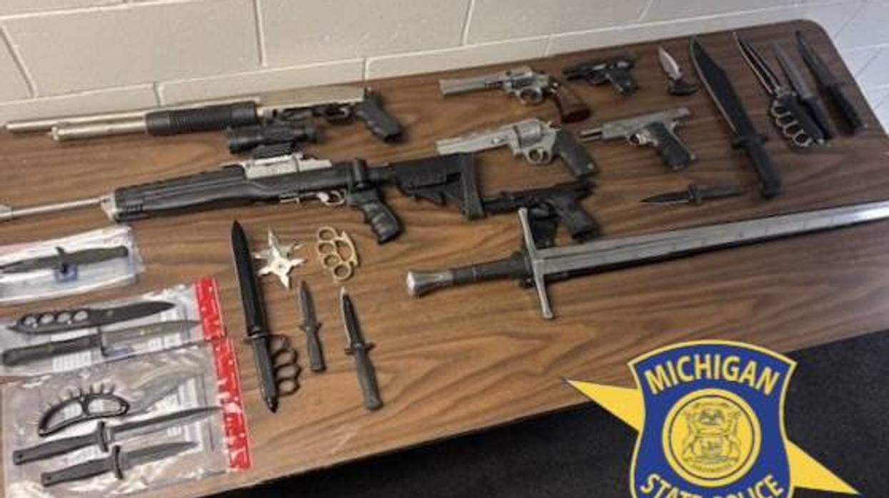 Weapons seized during search of semi truck on Mackinac Bridge