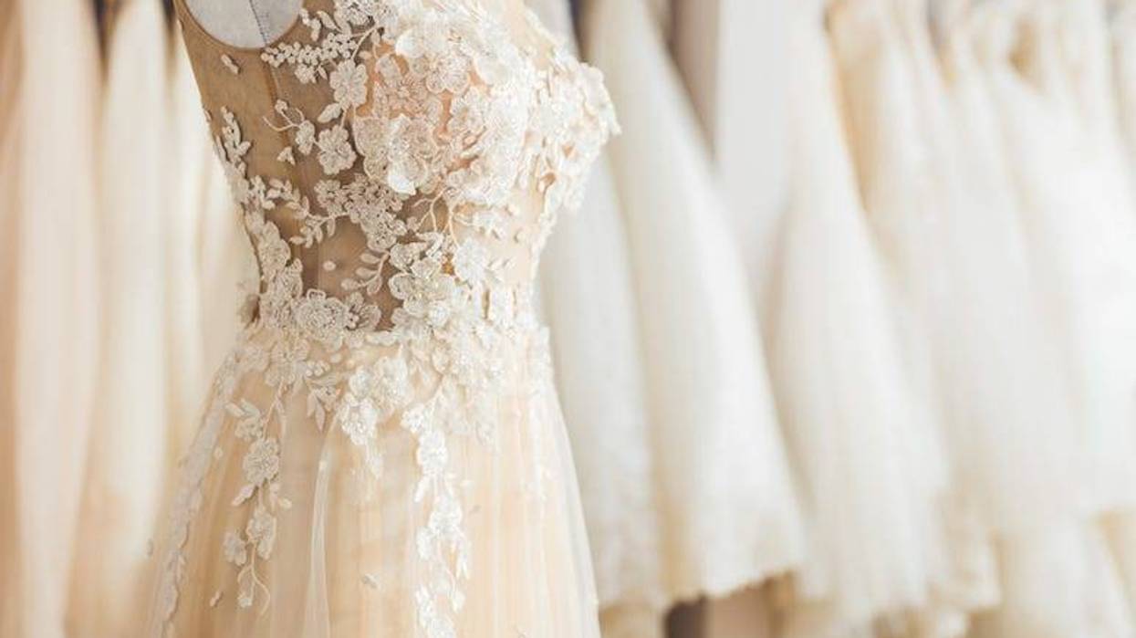 Wedding dress in a fashion shop