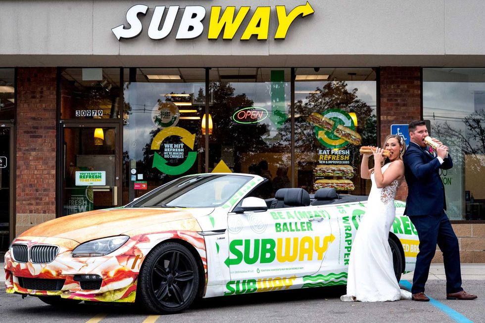 wedding photos at Subway