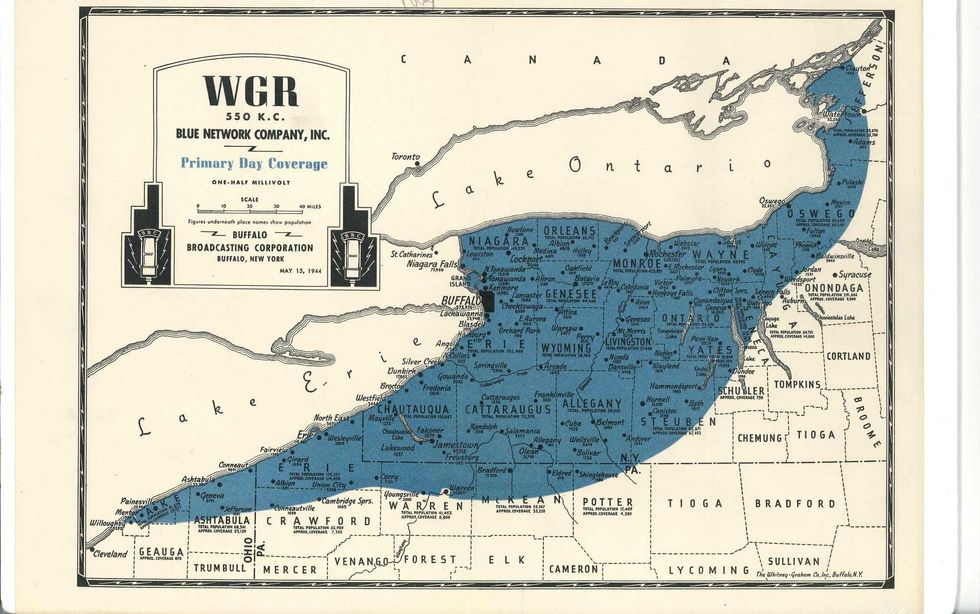 WGR Daytime Coverage Map - 1944