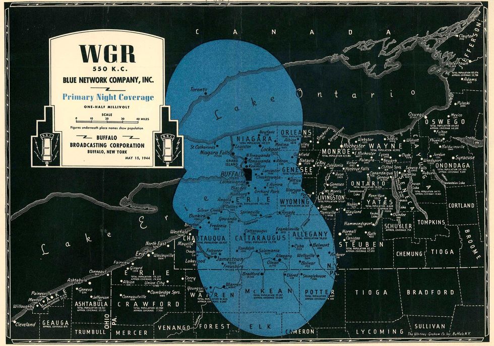 WGR Evening Coverage Map - 1944