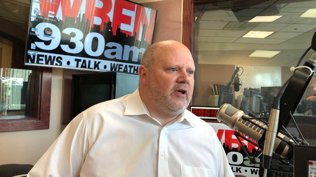 Whistleblower and former priest James Faluszczak appearing in WBEN studios in 2019