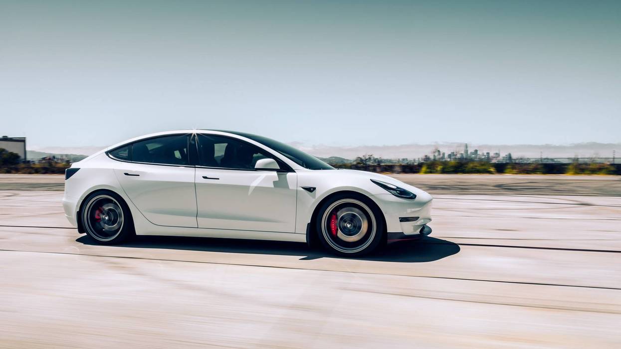 White Model 3 Tesla