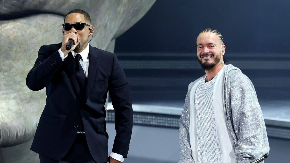 Will Smith and J Balvin perform at the Coachella Stage during the 2024 Coachella Valley Music and Arts Festival at Empire Polo Club on April 14, 2024 in Indio, California. (Photo by Arturo Holmes/Getty Images for Coachella
