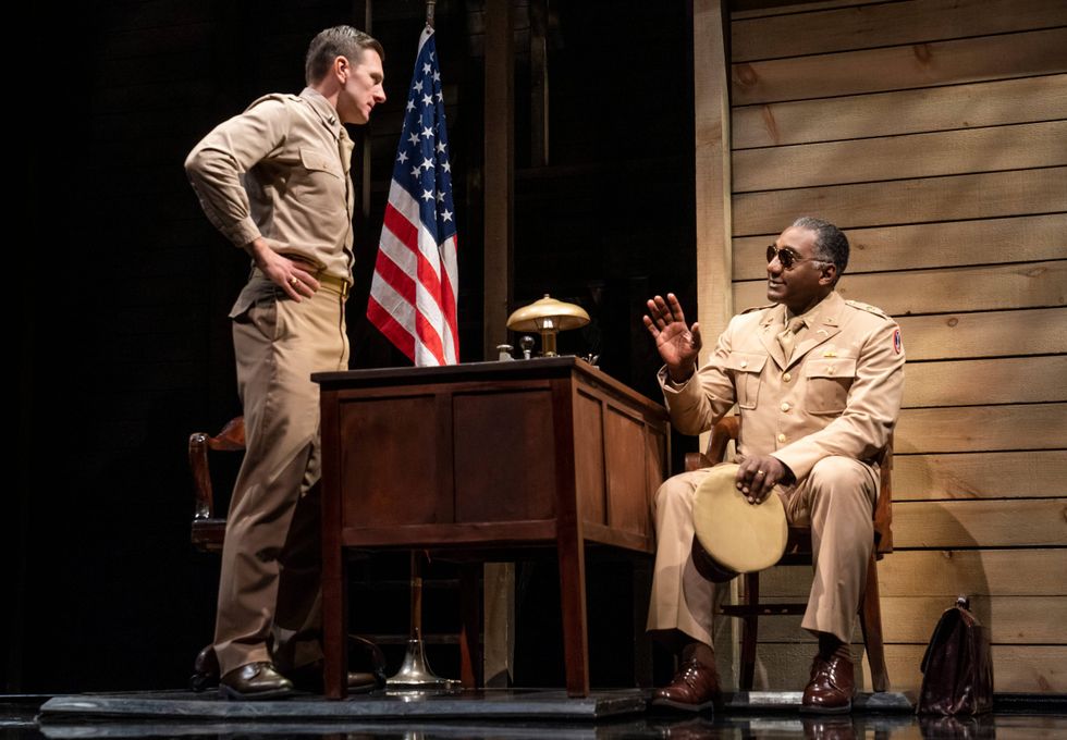 William Connell as Capt. Charles Taylor and Norm Lewis as Capt. Richard Davenport in the national tour of "A Soldiers Play."