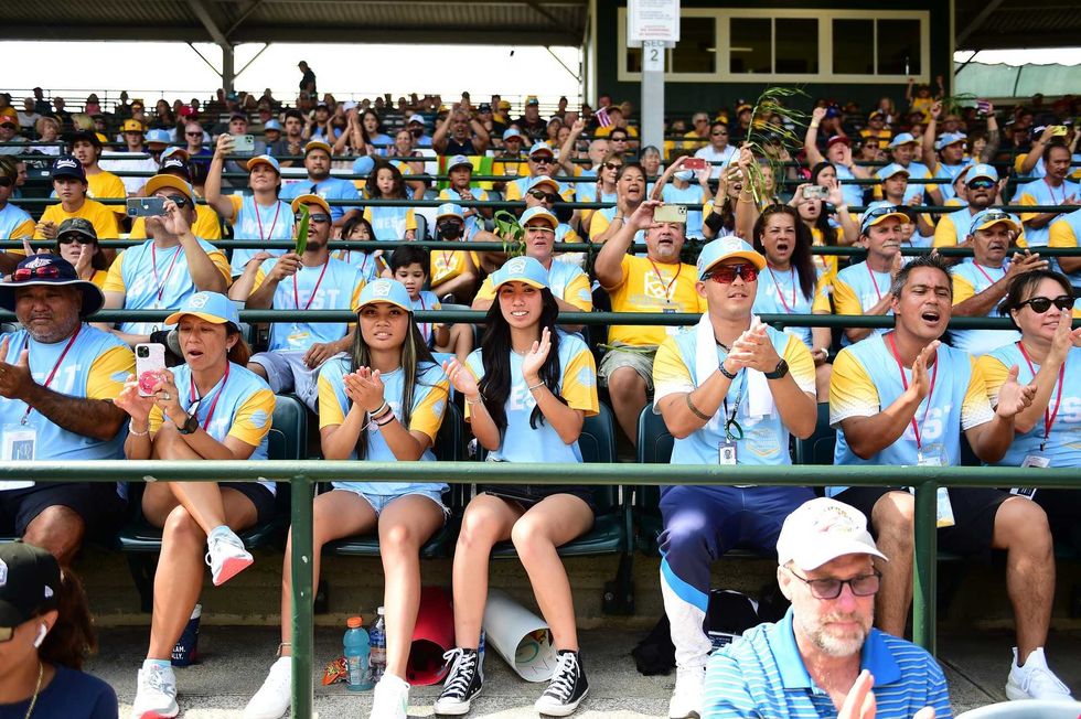Williamsport, PA, USA; West Region fans cheer prior to the game against the Caribbean Region at Lamade Stadium.