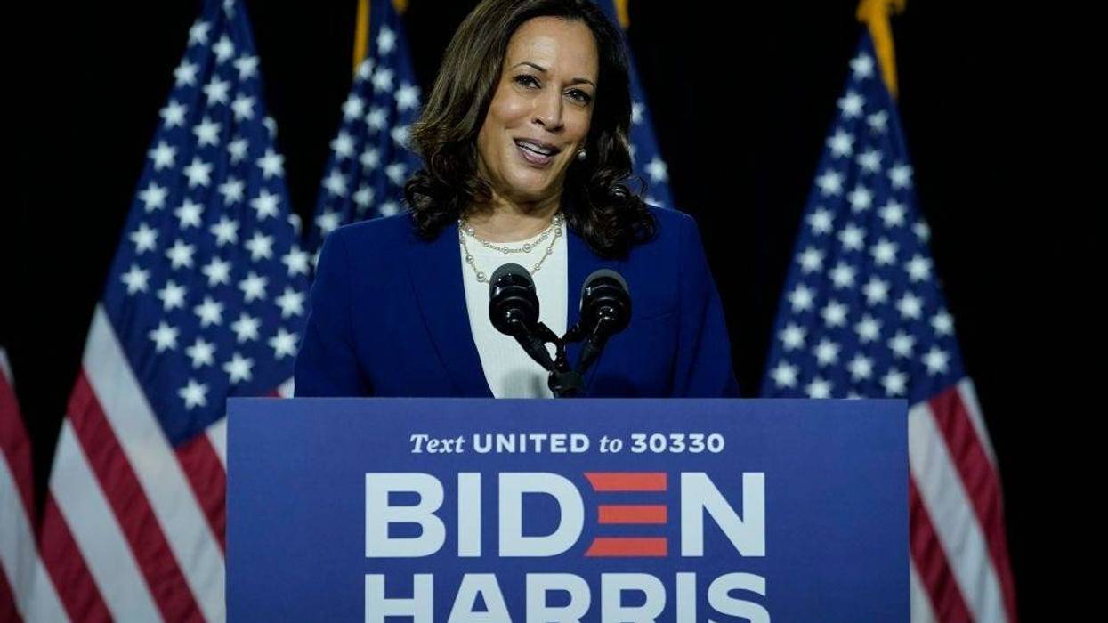 WILMINGTON, DE - AUGUST 12: Democratic presidential candidate former Vice President Joe Biden's running mate Sen. Kamala Harris (D-CA) speaks during an event at the Alexis Dupont High School on August 12, 2020 in Wilmington, Delaware. Harris is the first
