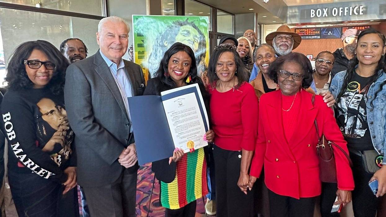 Wilmington Mayor Michael Purzycki with relatives of the late reggae icon Bob Marley
