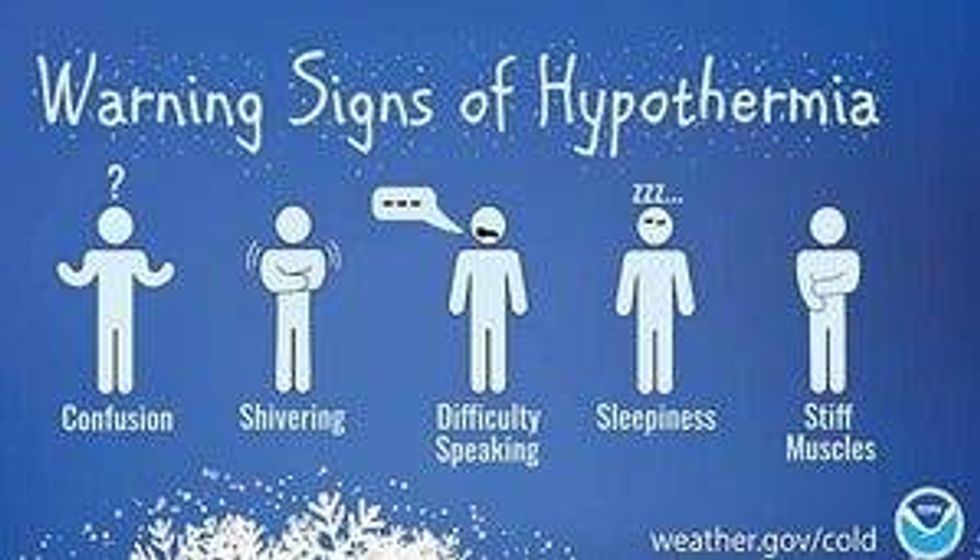 Wind chills from the cold weather could cause frostbite on exposed skin in as little as 10 minutes, according to the National Weather Service