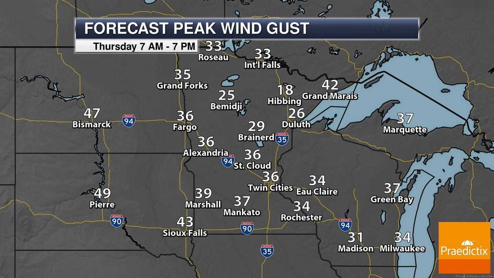 Wind gust map
