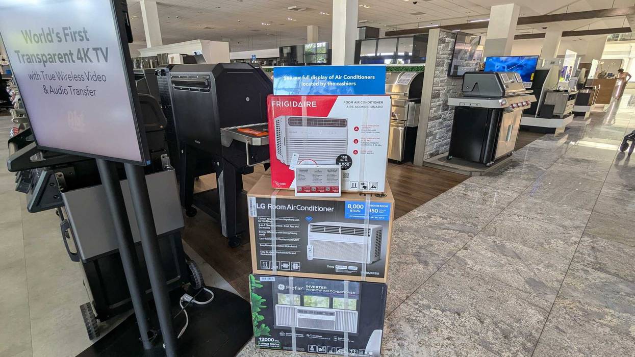 Window units on the floor of Abt Electronics