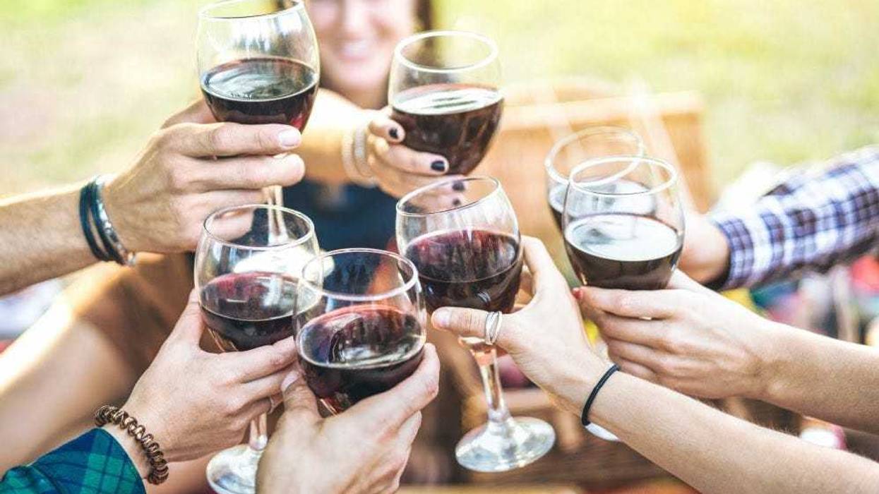 wine glasses cheering