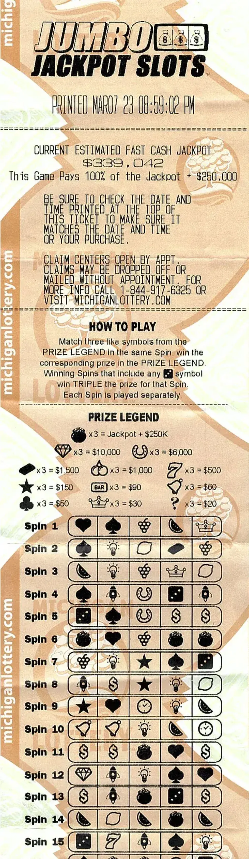 winning fast cash ticket