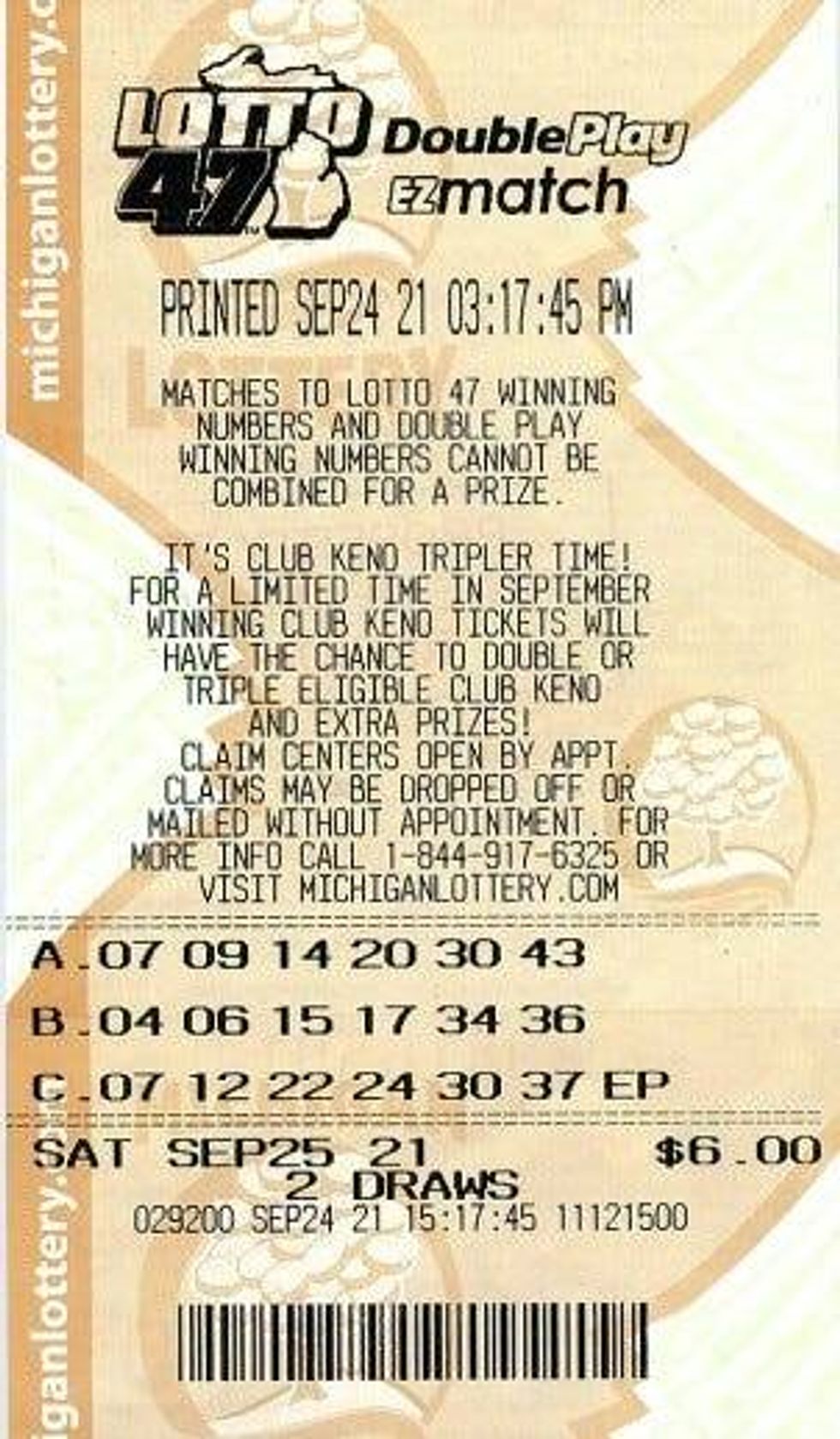 winning lottery ticket