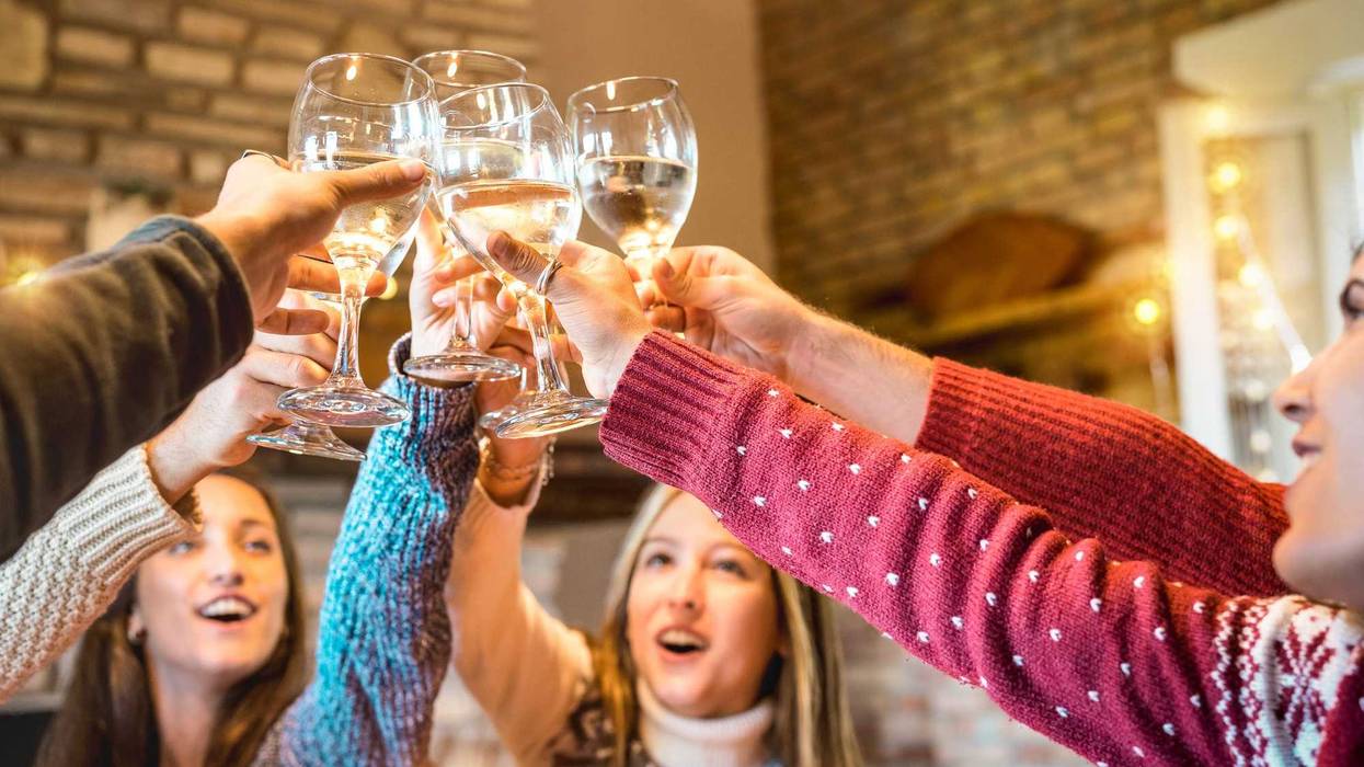 Winter holiday concept with young people enjoying time together