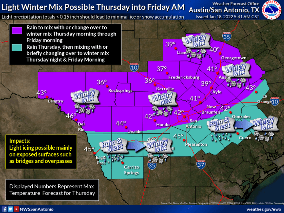 Wintry Mix Forecast as of January 18