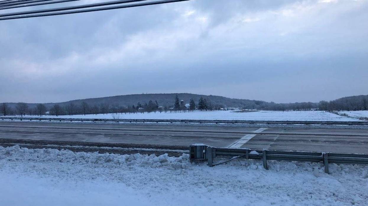 Wintry road in Buckingham, Bucks County.