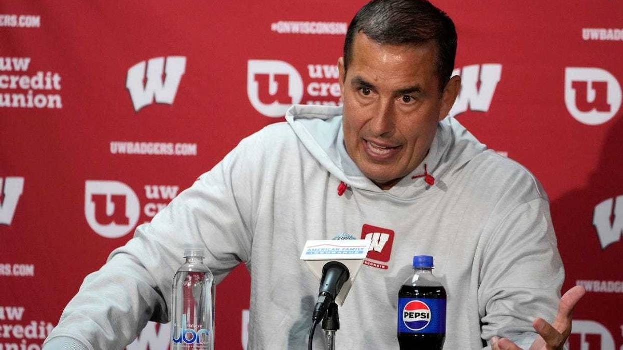 Wisconsin Badgers head coach Luke Fickell answers questions during Wisconsin Badgers football media day at Camp Randall Stadium in Madison on Tuesday, Aug. 1, 2023. - Mike De Sisti / The Milwaukee Journal Sentinel