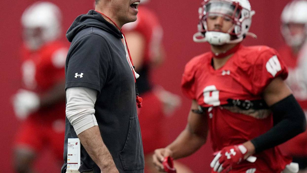 Wisconsin head coach Luke Fickell is shown during spring football practice Thursday, April 25, 2024 in Madison, Wisconsin. The Wisconsin Badgers football team plays their season opener against Western Michigan on August 31.