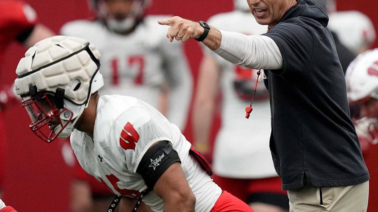 Wisconsin head coach Luke Fickell is shown during spring football practice
