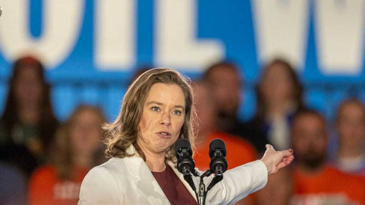Wisconsin Lt. Gov. Sara Rodriguez speaks at a campaign event for Democratic presidential nominee Vice President Kamala Harris, Friday, Nov. 1, 2024, in Little Chute, Wis.