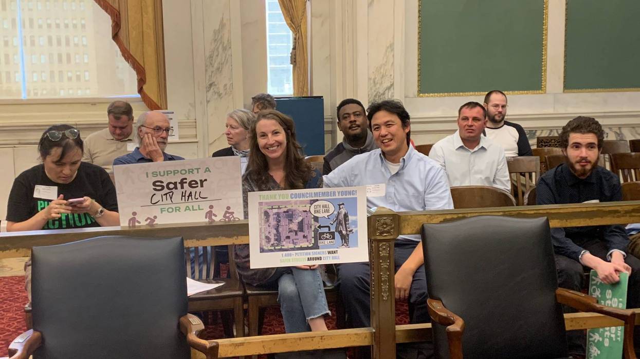 Witnesses in favor of bike safety wait to testify before the committee chaired by Jeffrey Young, and including Jim Harrity and Mark Squilla