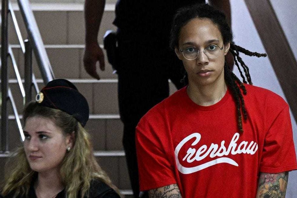 WNBA basketball superstar Brittney Griner arrives to a hearing at the Khimki Court, outside Moscow on July 7, 2022.