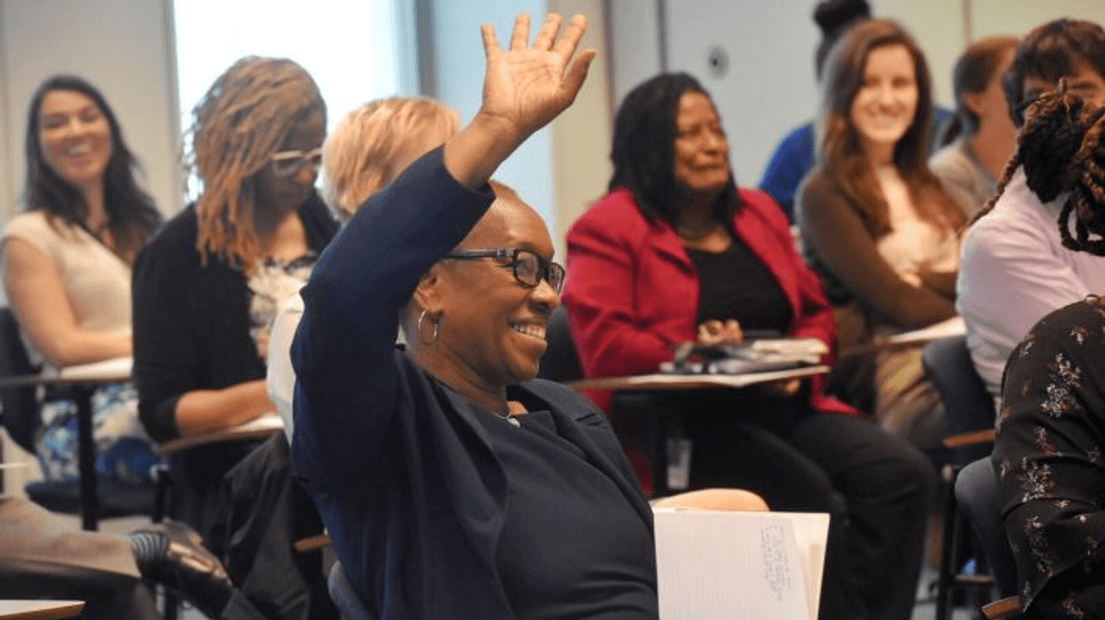 woman at educational workshop