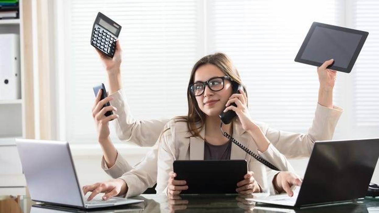 Woman busy at work