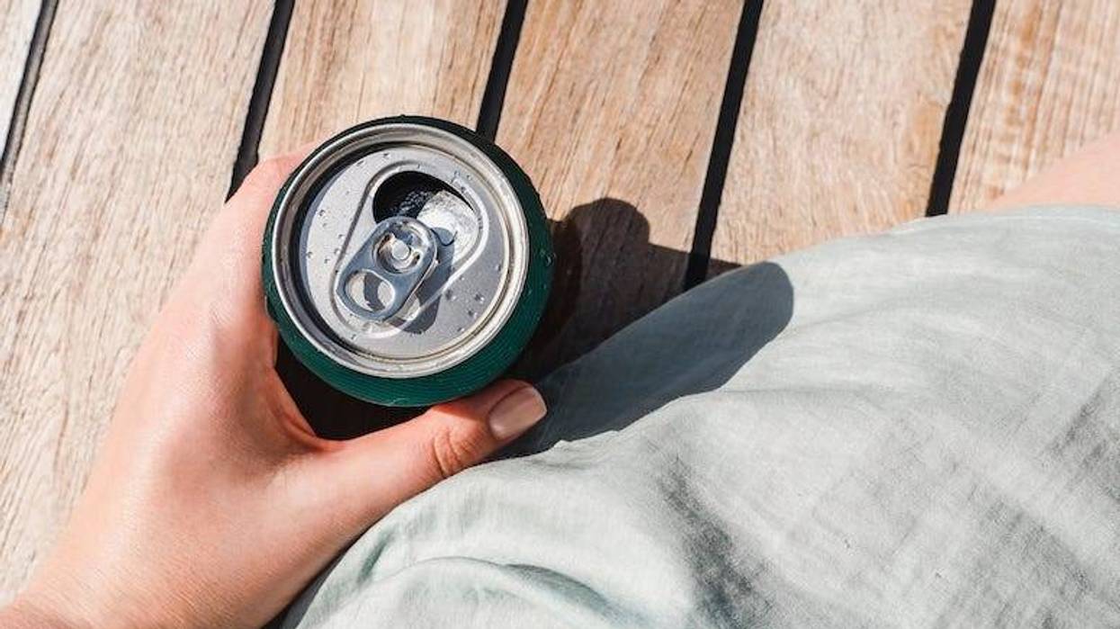 Woman, Deck, Beer, Can