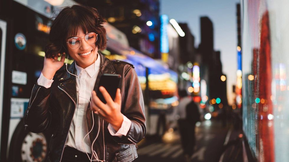 Woman listening to music