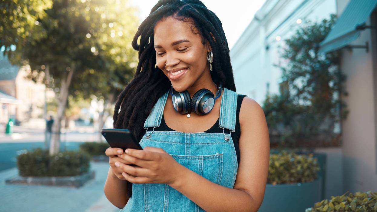 woman on app