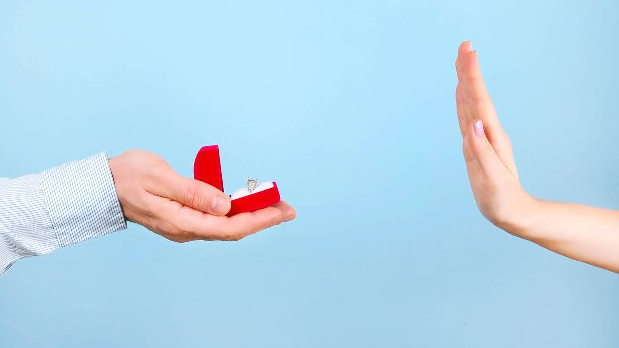 Woman refusing a proposal