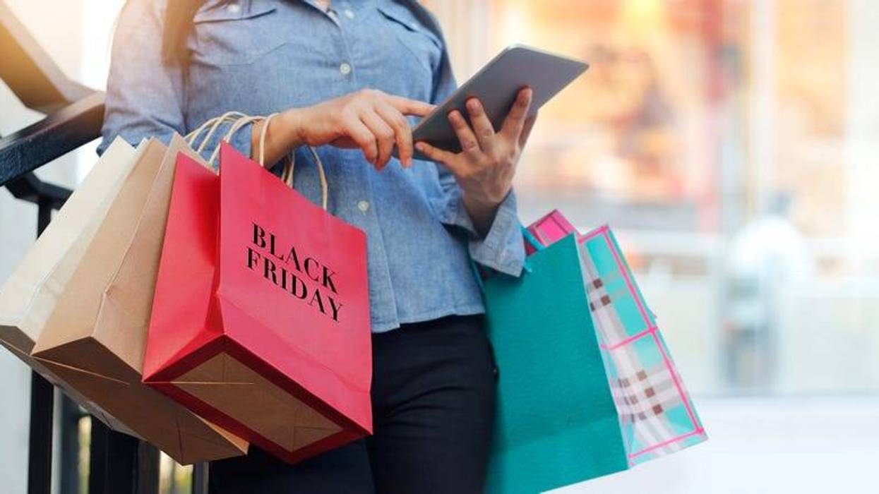 Woman Shopping On Black Friday