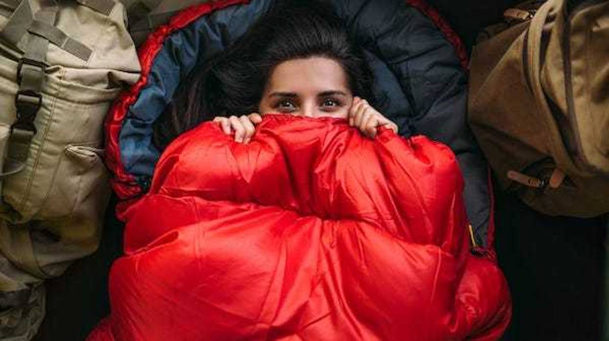 Woman sleeping in sleeping bag