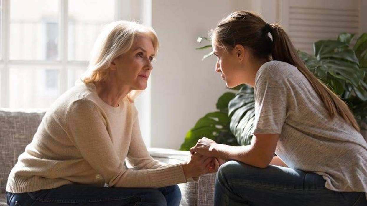 Woman talking with her mother