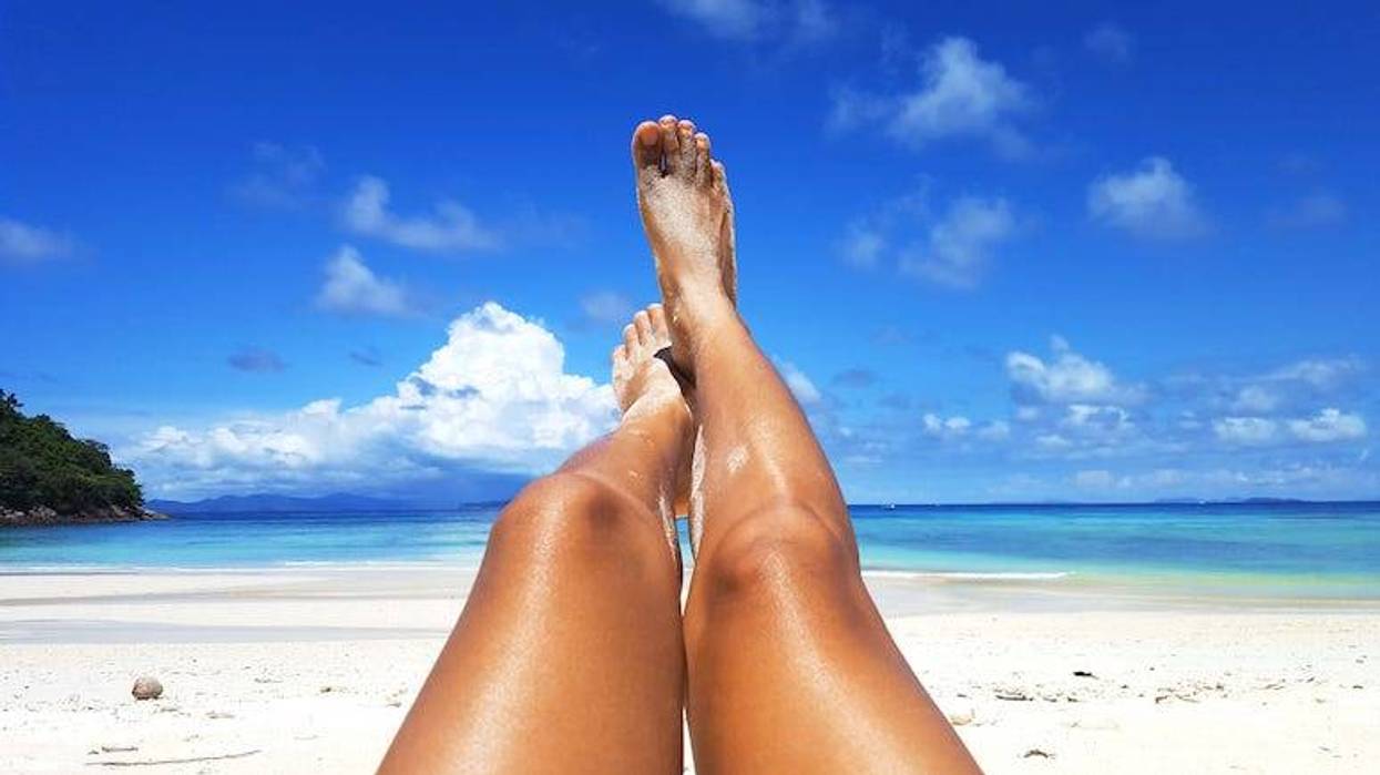 Woman, Tanning, Legs, Beach