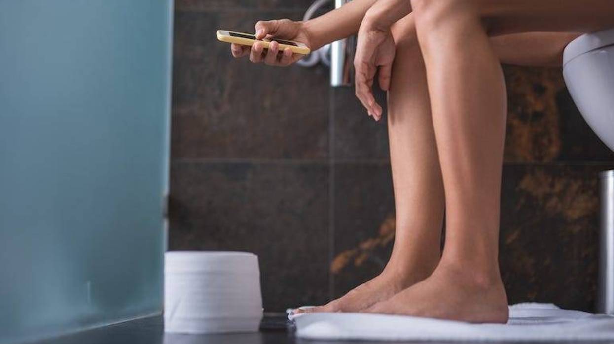 Woman, Toilet, Bathroom, Legs, Phone