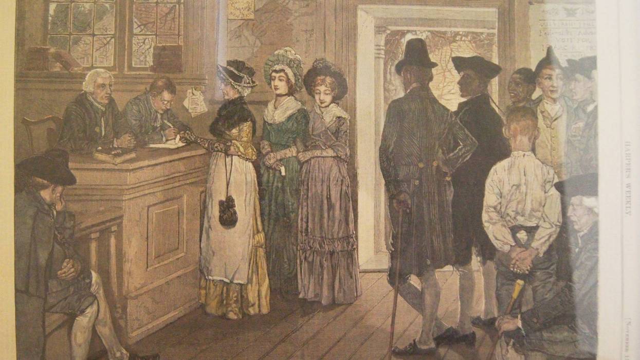 “Women At the Polls in New Jersey in the Good Old Times”