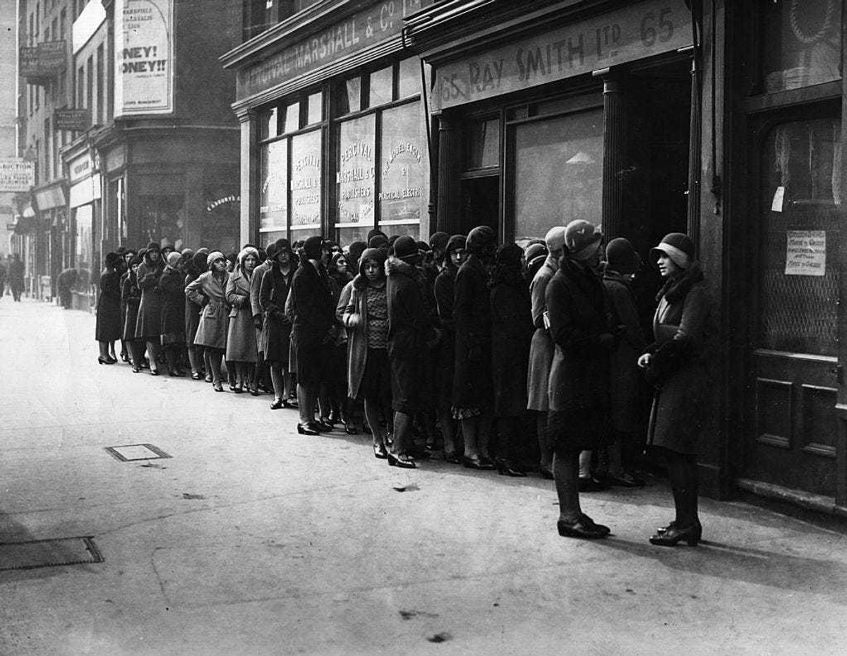 Women queuing for work during the Great Depression.