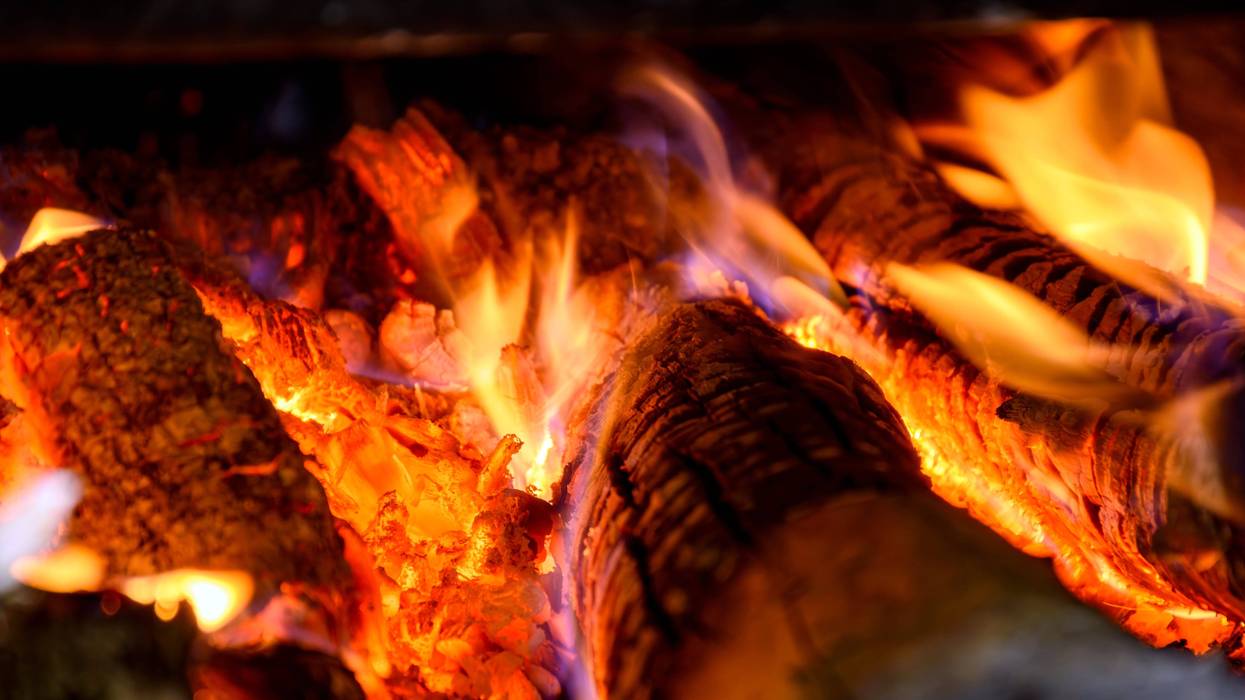 wood fire burning