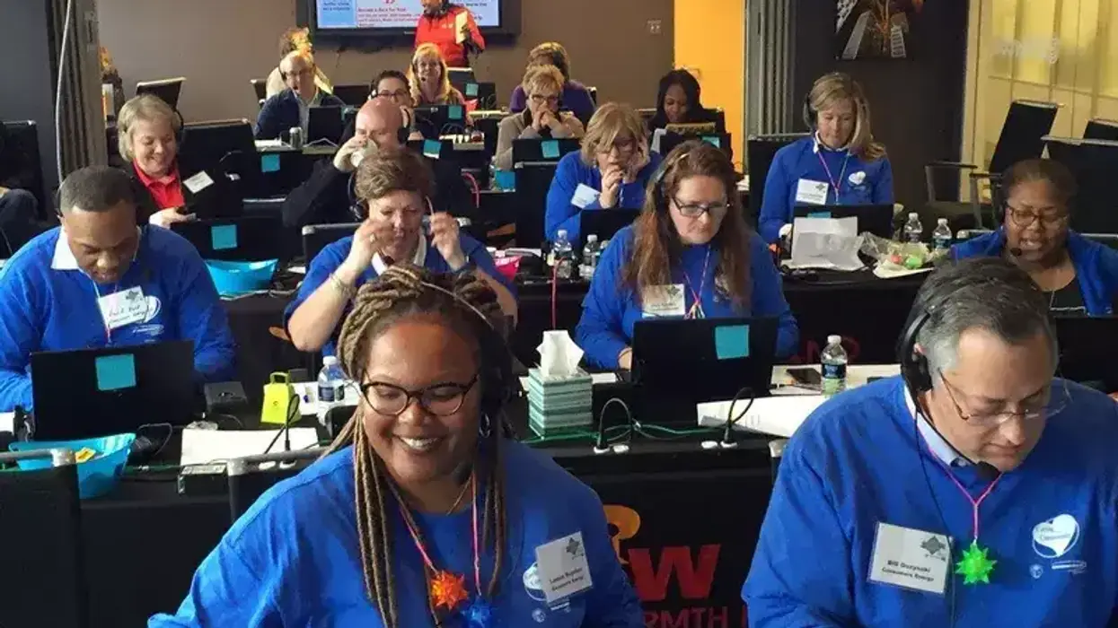 Workers at WWJ's Winter Survival Radiothon For THAW