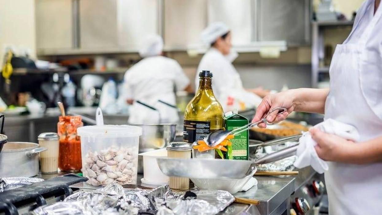 Workers in a restaurant.