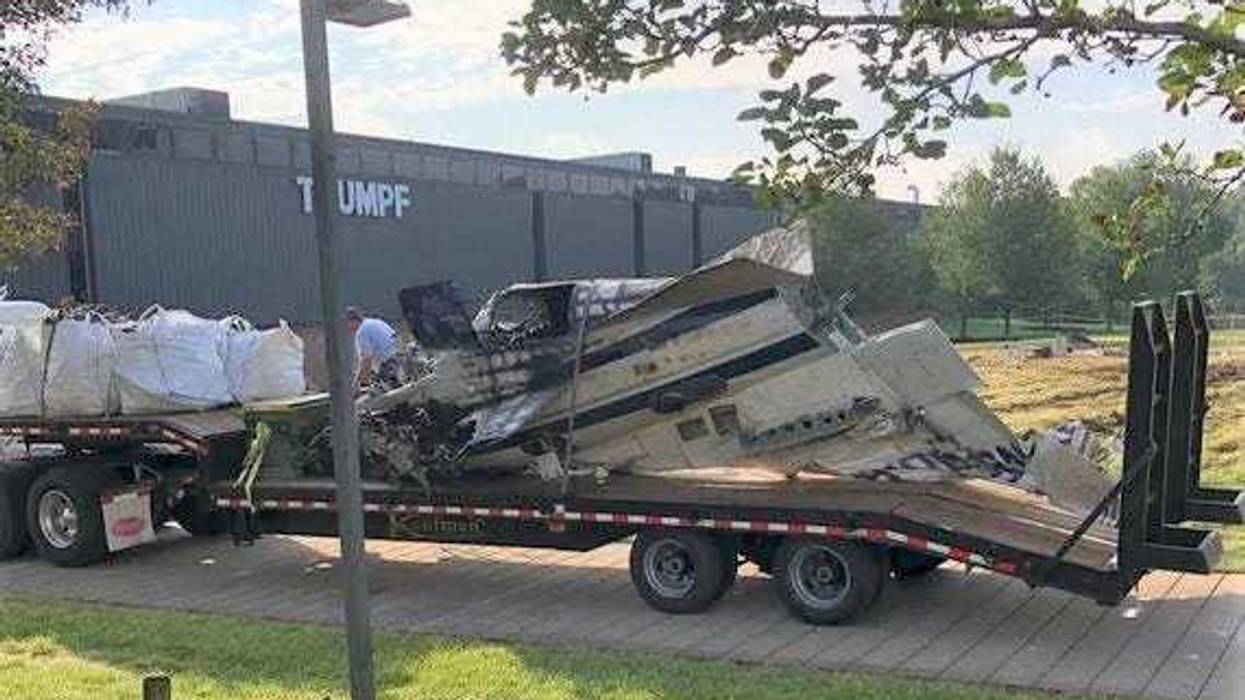 Wreckage from the Cessna that crashed in Farmington, CT on 9/2/21