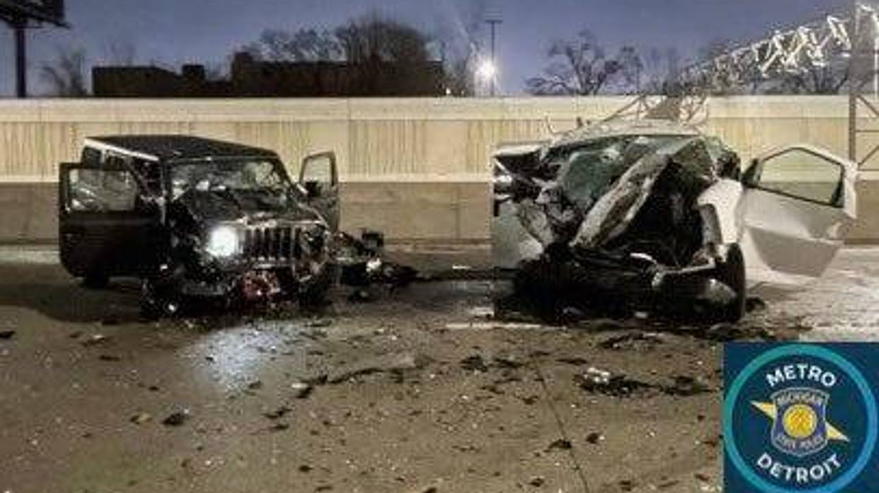 Wreckage of fatal crash on I-75 in downtown Detroit